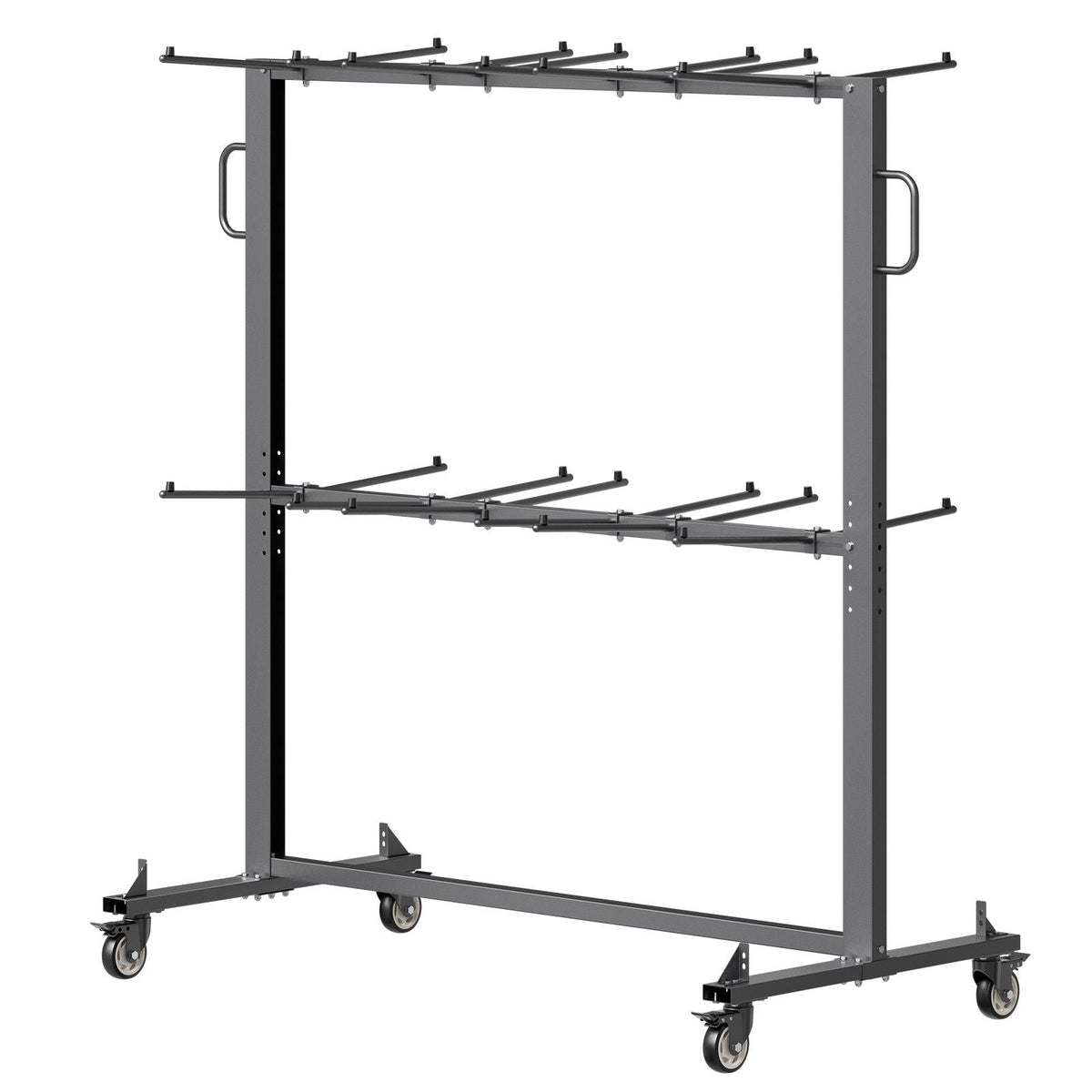 Folding Chair Rack, 800 LBS Capacity, Heavy-duty Chair Cart for 84 Chairs/ 12 Tables+42 Chairs, Dual-layer Chair Storage Dolly with Rubber Wheels and Holders, Large Chair Holder, Matte Black
