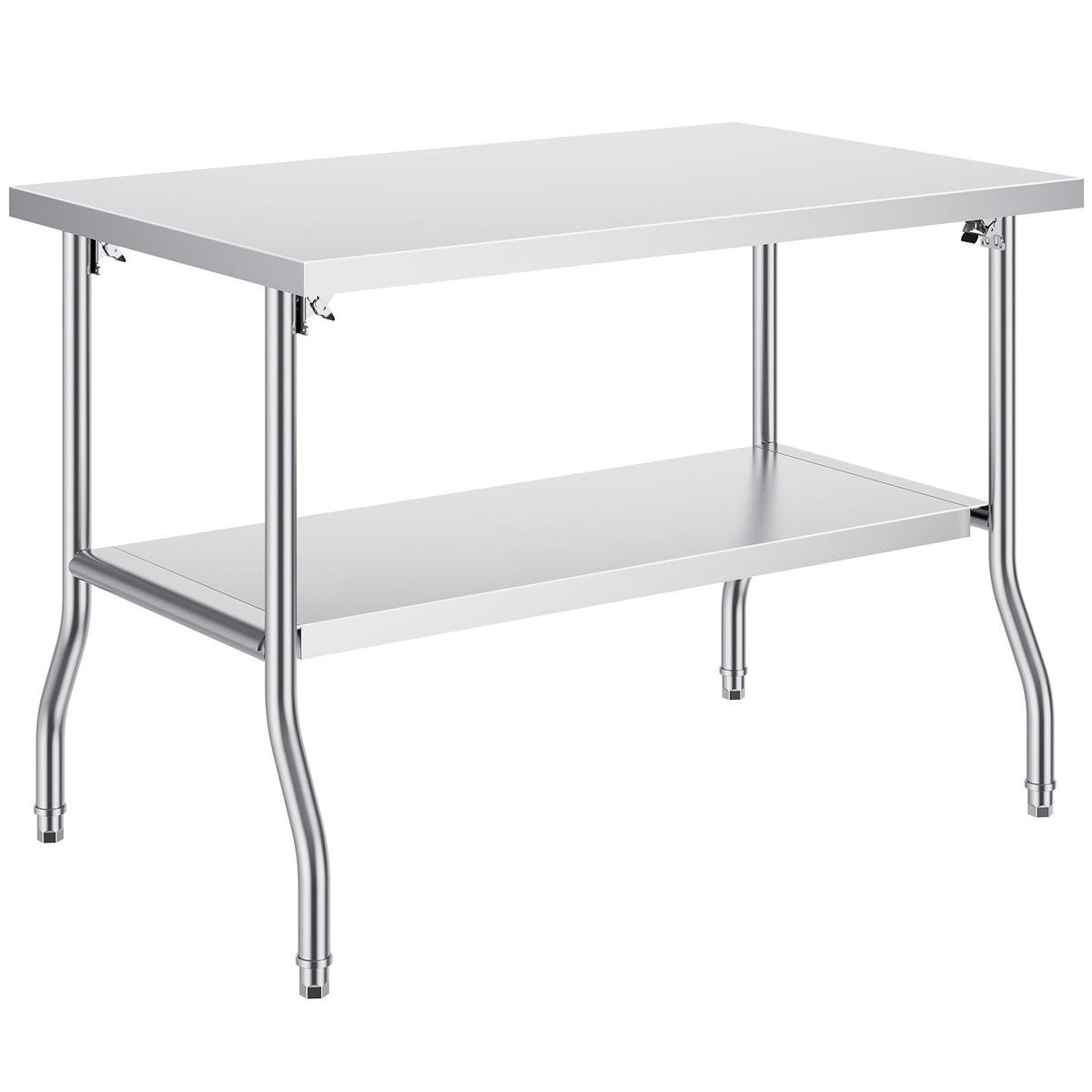 Folding Commercial Prep Table, 48 x 30 Inch Commercial Worktable Workstation with Undershelf, Heavy-duty Stainless Steel Folding Table with 300 lbs Load, for Home Kitchen Restaurant Garage