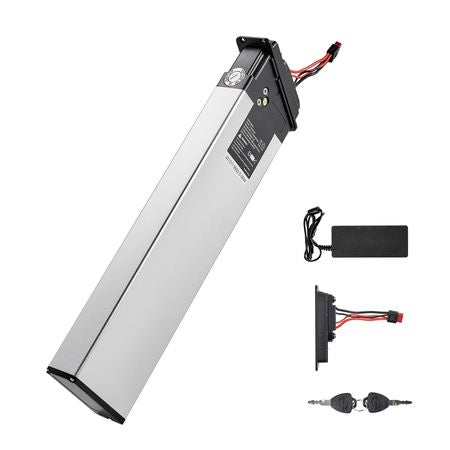 Folding Ebike Battery, 48V 10.4Ah Electric Bike Lithium Battery Pack with BMS, 3A Charger, Lock for 1000W E-Bike Motor, Detachable Electric Bicycle Replacement Kit with Handle & Discharge Socket