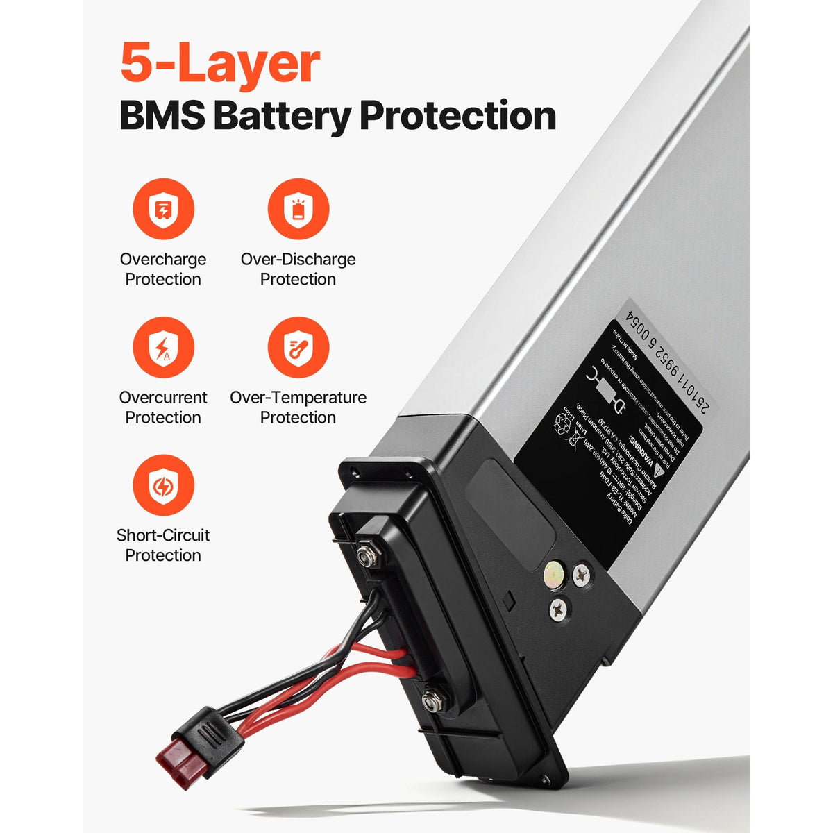 Folding Ebike Battery, 48V 10.4Ah Electric Bike Lithium Battery Pack with BMS, 3A Charger, Lock for 1000W E-Bike Motor, Detachable Electric Bicycle Replacement Kit with Handle & Discharge Socket