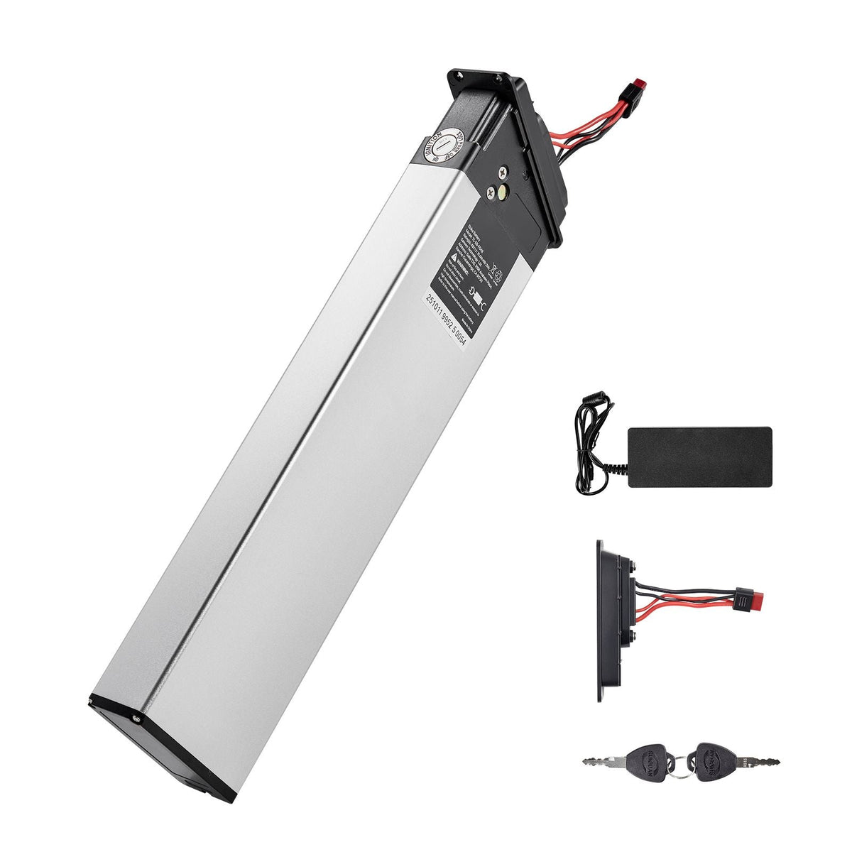 Folding Ebike Battery, 48V 10.4Ah Electric Bike Lithium Battery Pack with BMS, 3A Charger, Lock for 1000W E-Bike Motor, Detachable Electric Bicycle Replacement Kit with Handle & Discharge Socket