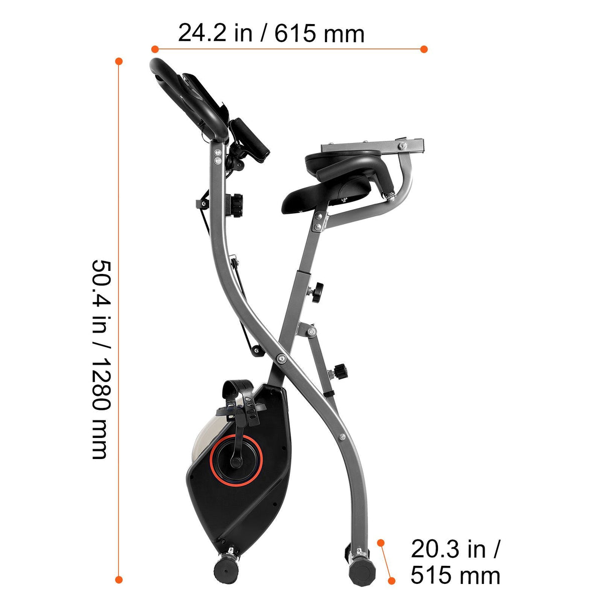 Folding Exercise Bike, Foldable Fitness Stationary Bike, Adjustable Magnetic Resistance Stationary Bike, Upright Indoor Cycling Bike for Home Gym Workout, Comfortable Seat Cushion, LCD Monitor