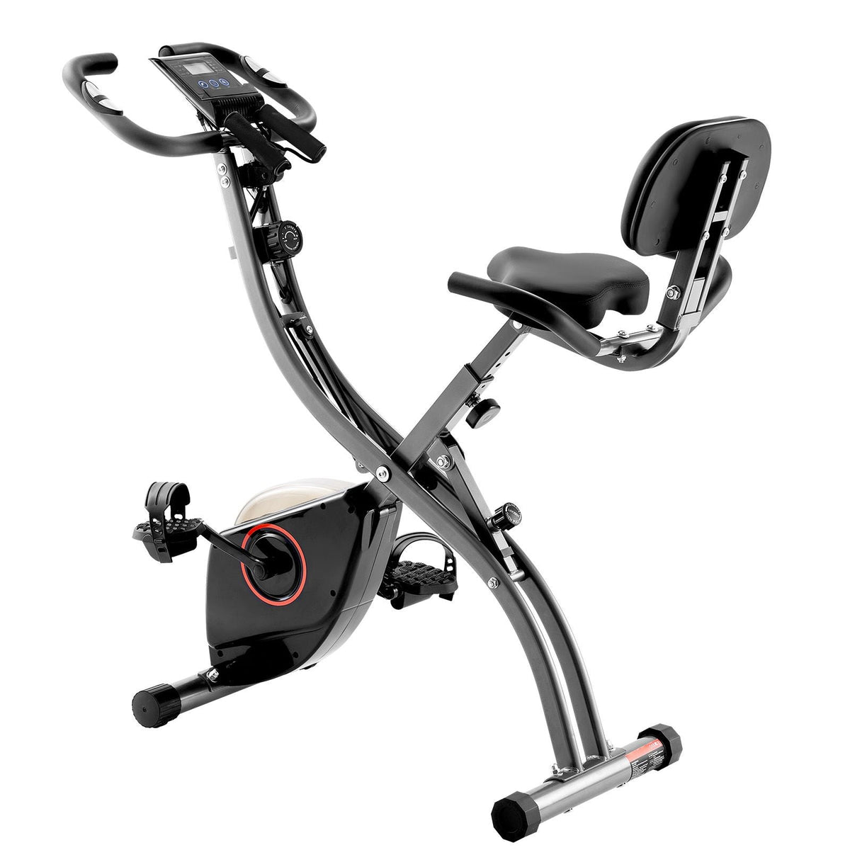 Folding Exercise Bike, Foldable Fitness Stationary Bike, Adjustable Magnetic Resistance Stationary Bike, Upright Indoor Cycling Bike for Home Gym Workout, Comfortable Seat Cushion, LCD Monitor