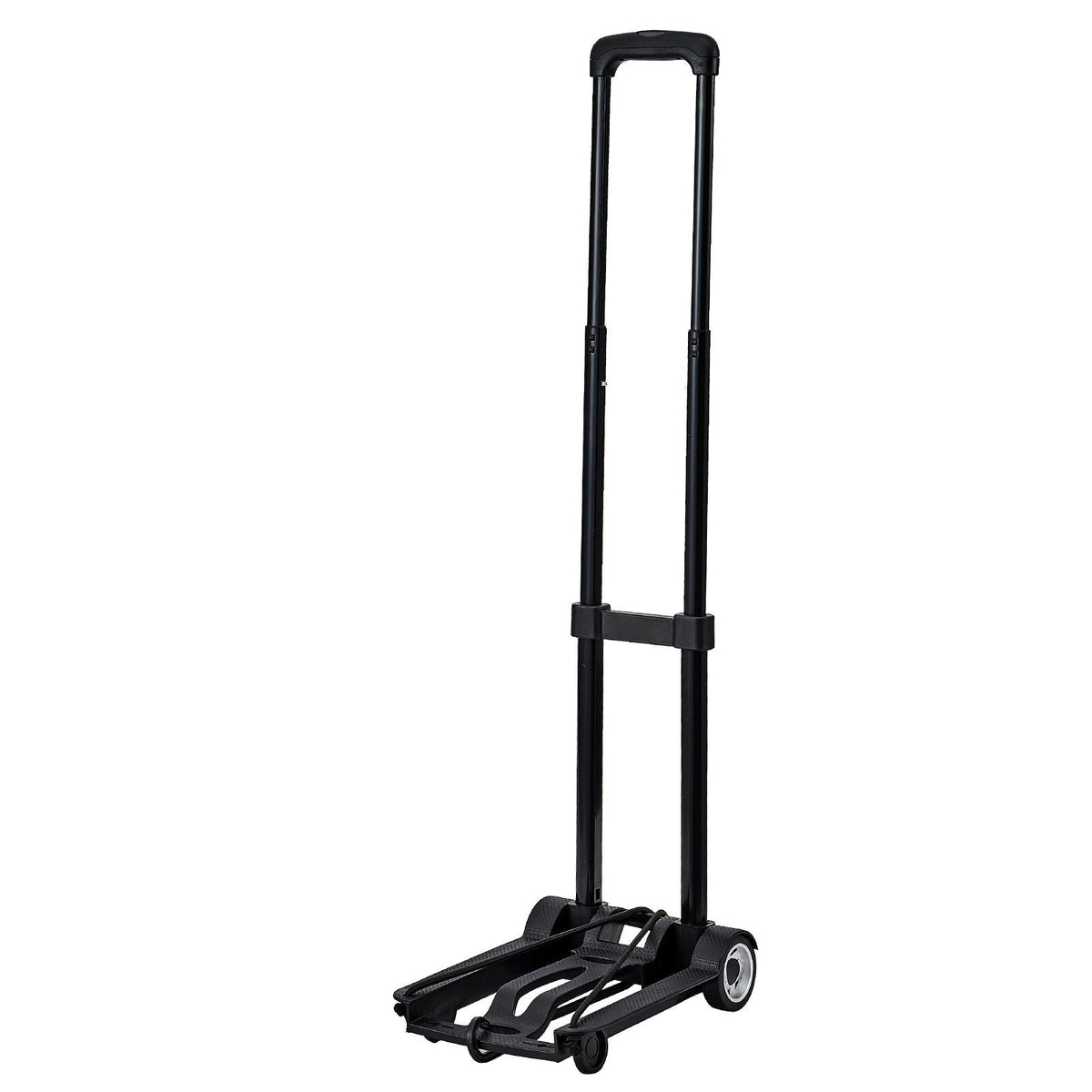 Folding Hand Truck, 110 lbs Load Capacity, Collapsible Luggage Cart with 2 Wheels & 1 Elastic Rope, Utility Dolly Platform Cart for Airport Travel Furniture Luggage Office Moving, Black