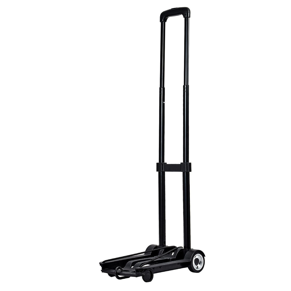 Folding Hand Truck, 110 lbs Load Capacity, Collapsible Luggage Cart with 2 Wheels & 1 Elastic Rope, Utility Dolly Platform Cart for Airport Travel Furniture Luggage Office Moving, Black