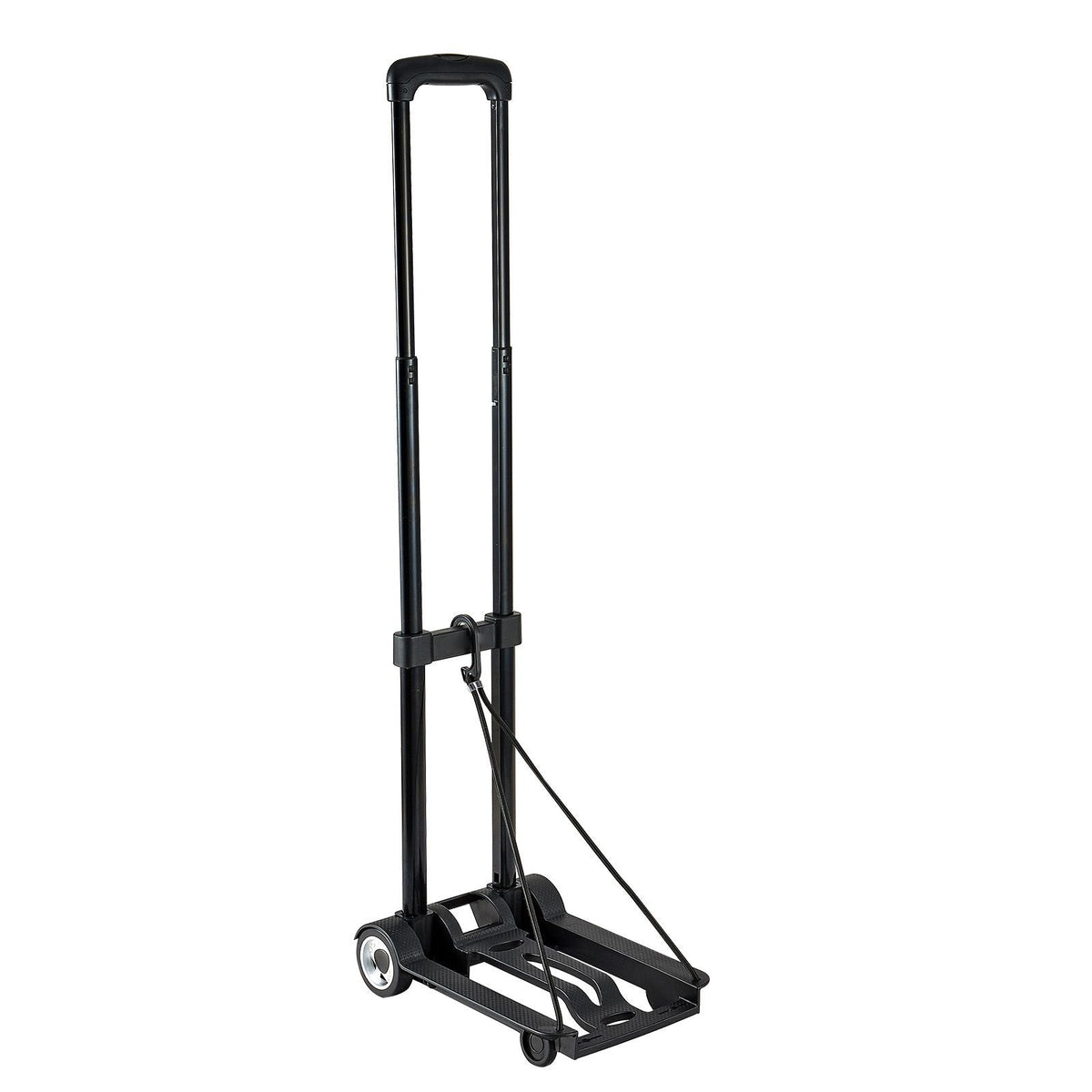 Folding Hand Truck, 110 lbs Load Capacity, Collapsible Luggage Cart with 2 Wheels & 1 Elastic Rope, Utility Dolly Platform Cart for Airport Travel Furniture Luggage Office Moving, Black