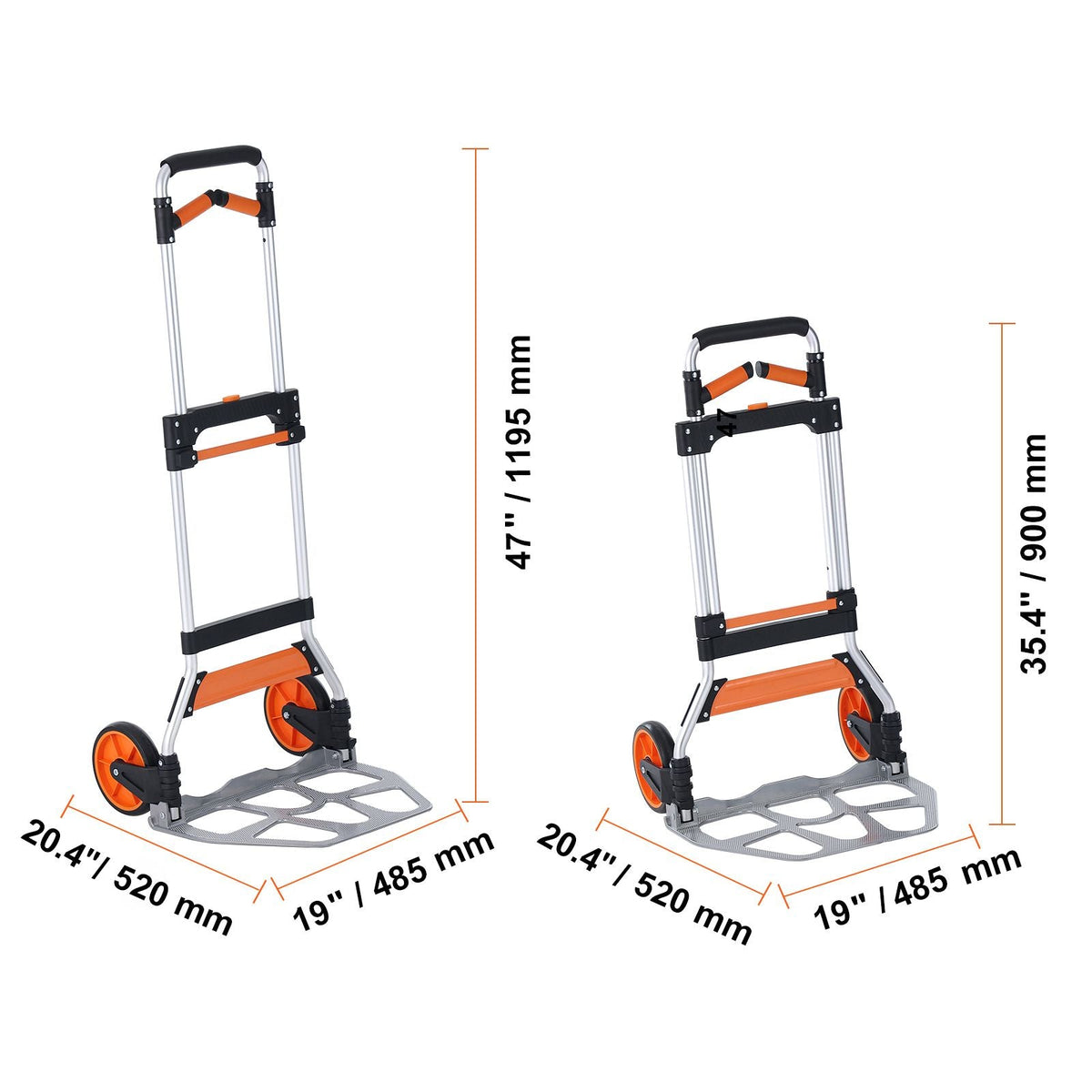 Folding Hand Truck, 309 lbs Load Capacity, Aluminum Portable Cart, Convertible Hand Truck and Dolly with Telescoping Handle and PP+TPR Wheels, Ultra Lightweight Super Strong for Moving Warehouse