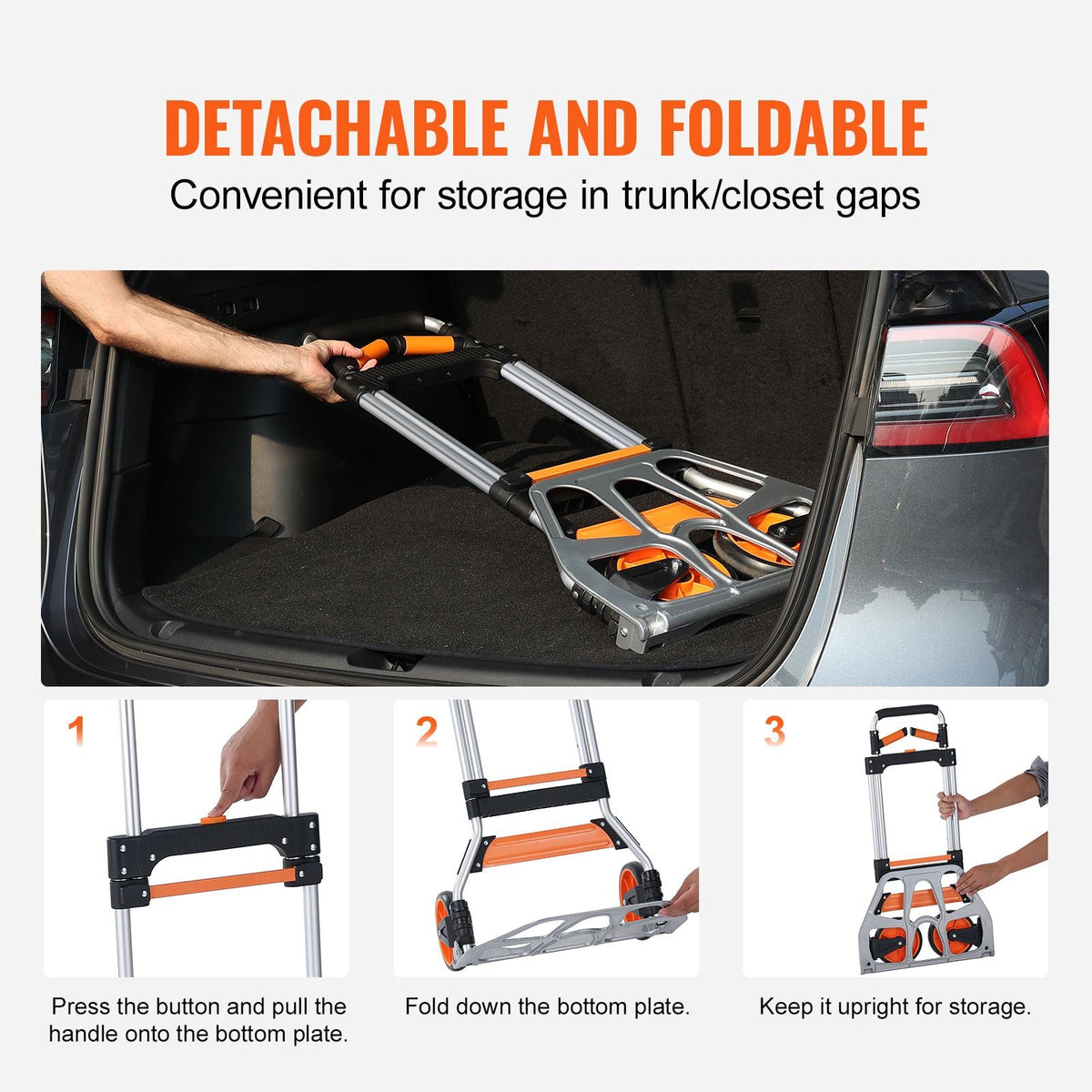 Folding Hand Truck, 309 lbs Load Capacity, Aluminum Portable Cart, Convertible Hand Truck and Dolly with Telescoping Handle and PP+TPR Wheels, Ultra Lightweight Super Strong for Moving Warehouse