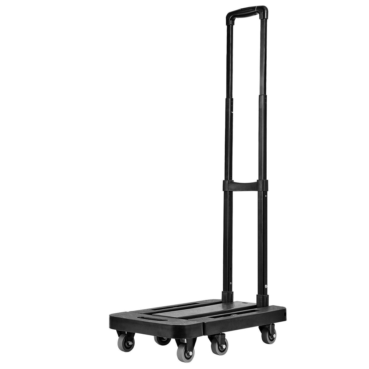 Folding Hand Truck, 500 lbs Load Capacity, Collapsible Luggage Cart with 6 Wheels, 2 Elastic Ropes & Expandable Base, Utility Dolly Platform Cart for Airport Travel Luggage Office Moving, Black