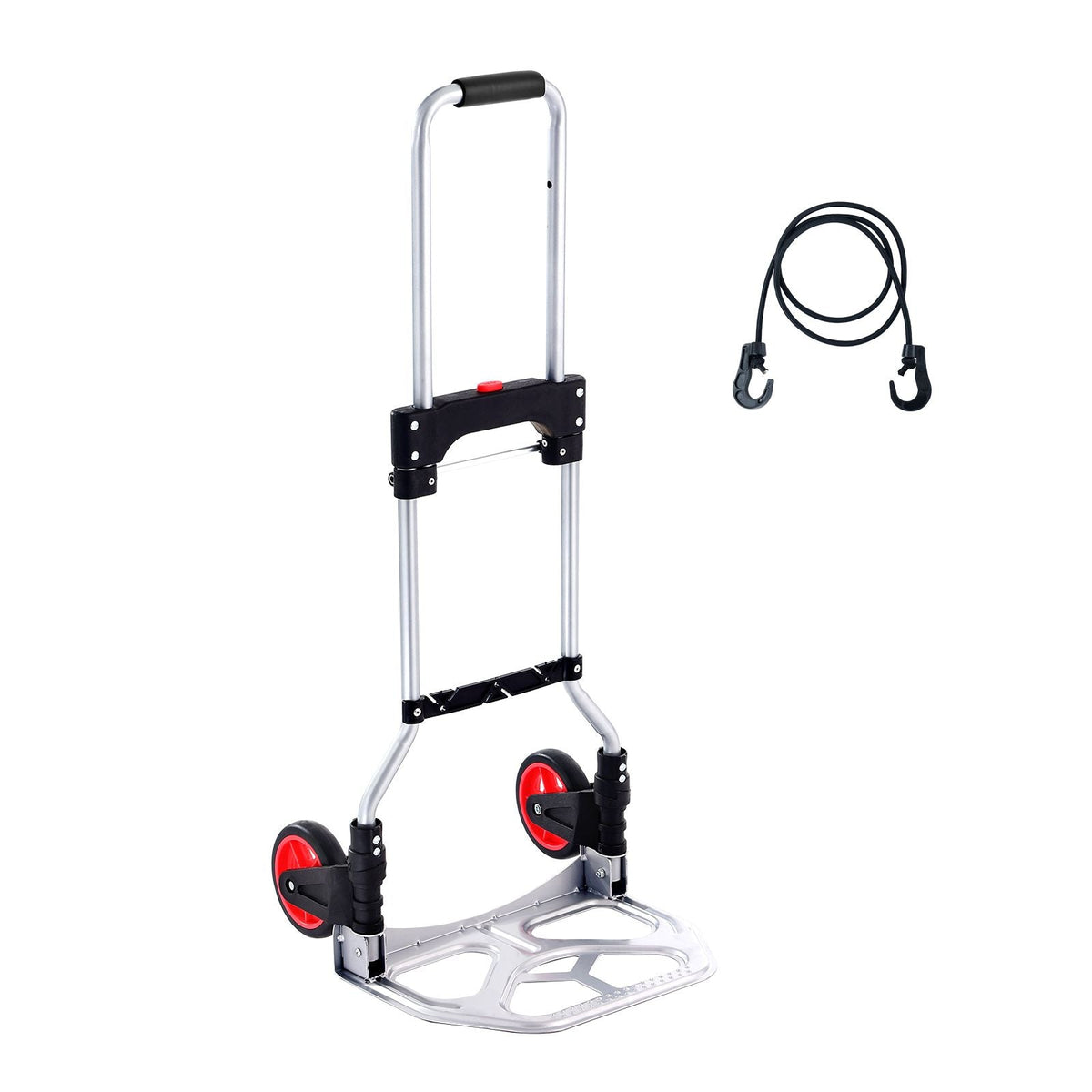 Folding Hand Truck and Dolly, 176 lbs Capacity, Aluminum Foldable Cart, Heavy-Duty Luggage Trolley Cart with Telescoping Handle and PP+TPR Wheels for Home, Office, Shopping, Travel