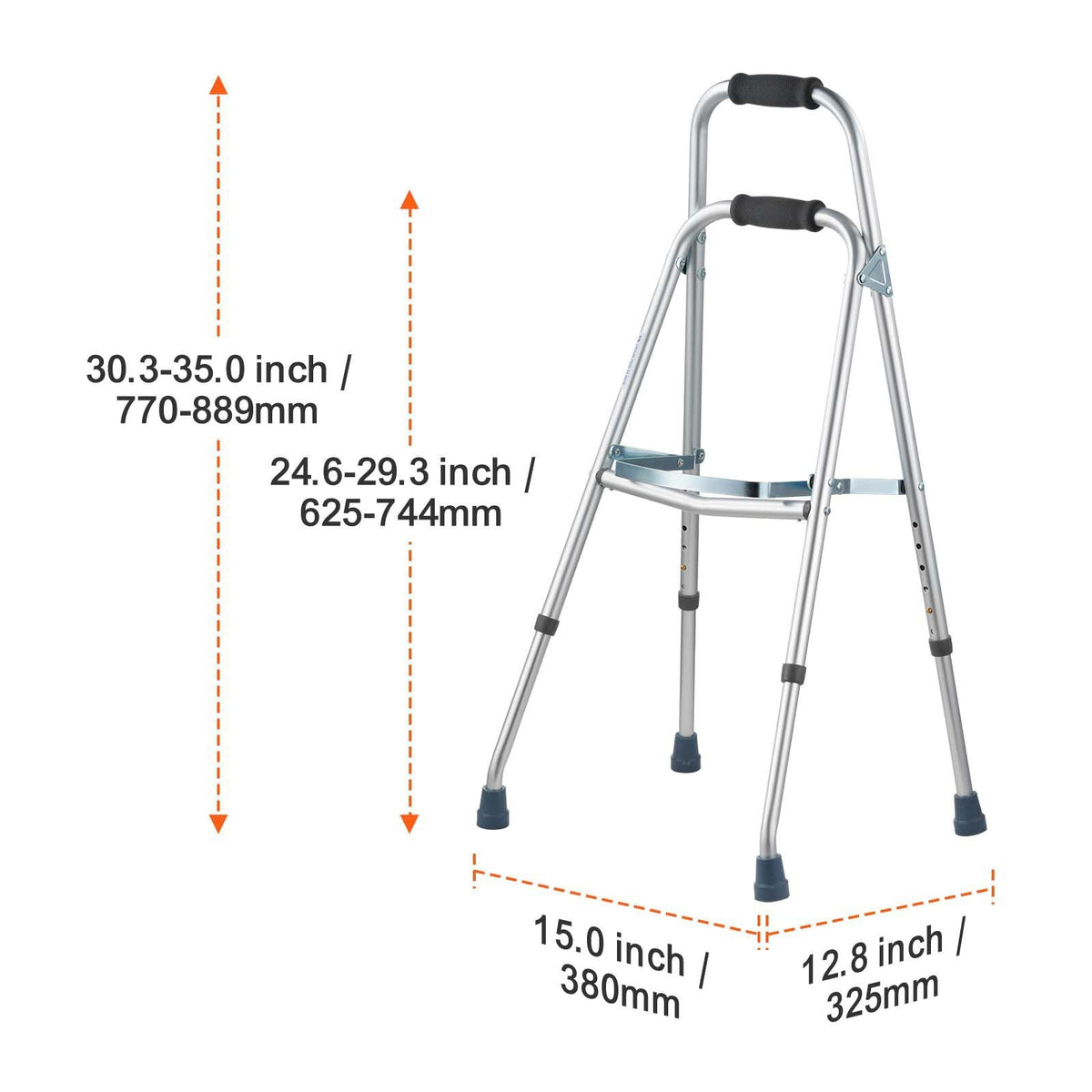 Folding Hemi Walker, One Arm Folding Walker for Seniors with 6-Level Adjustable Height, Lightweight Aluminum | Side One-Hand Style Mobility Aid for Elderly Handicapped Disabled, Up to 350LBS