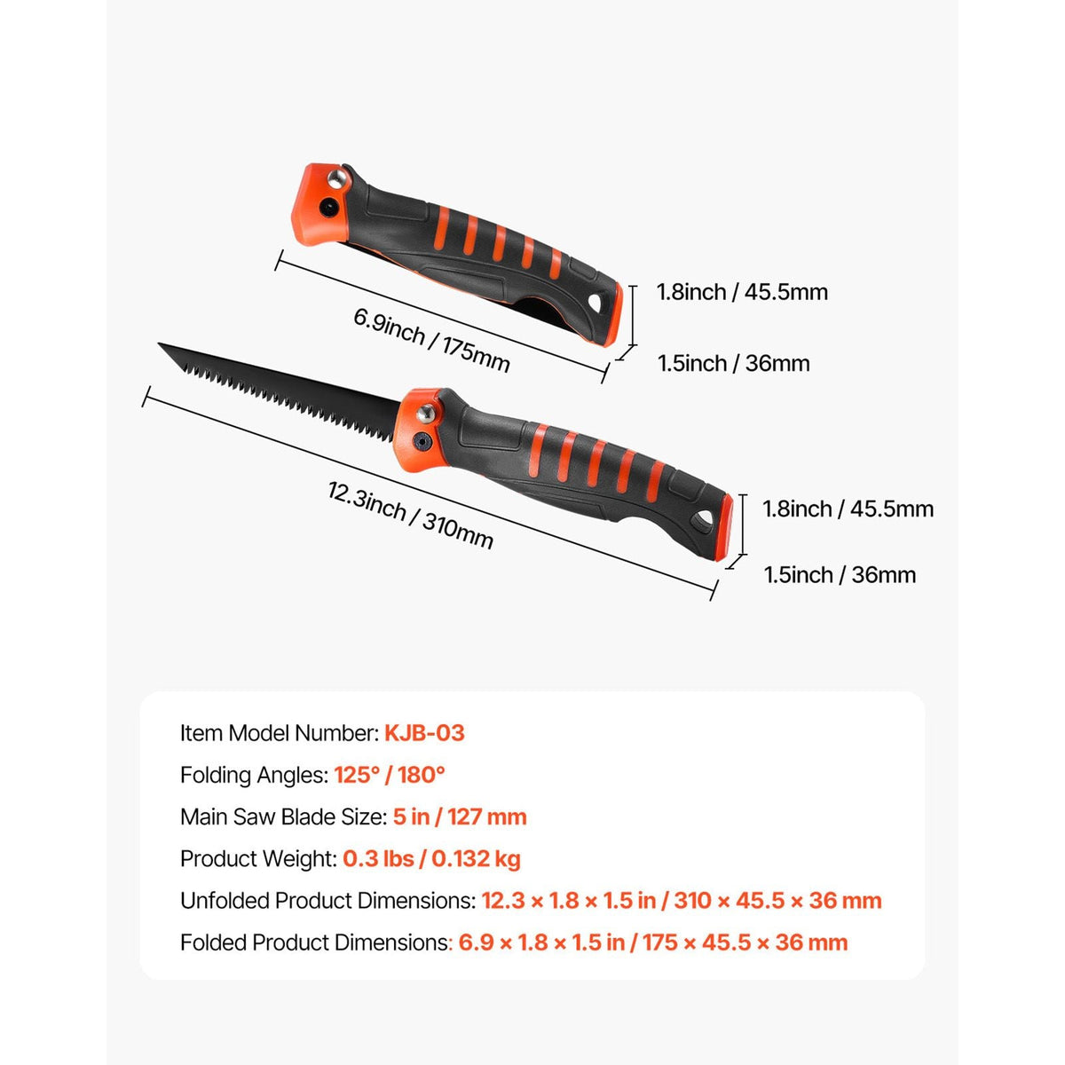 Folding Jab Saw, 5 in Foldable Jab Saw with Soft Grip Handle, Folding Drywall Saw with Triple Ground Teeth and Sharp Tip, for Drywall, Wood, PVC Pipes, Cement Board, Thin Sheets, Wall Panels