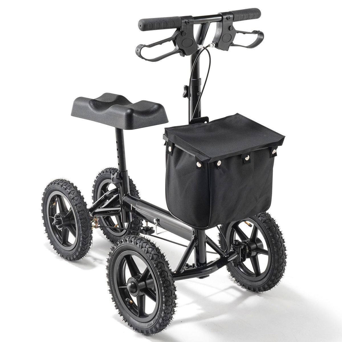 Folding Knee Scooter, Aluminum Steerable Knee Walker with Height-Adjustable Handlebar & Knee Pad, 12" All-Terrain Wheels, Dual Brakes, Leg Recovery Scooter for Broken Ankle Foot Injuries, 350LBS