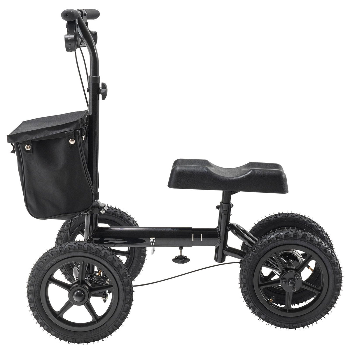 Folding Knee Scooter, Aluminum Steerable Knee Walker with Height-Adjustable Handlebar & Knee Pad, 12" All-Terrain Wheels, Dual Brakes, Leg Recovery Scooter for Broken Ankle Foot Injuries, 350LBS