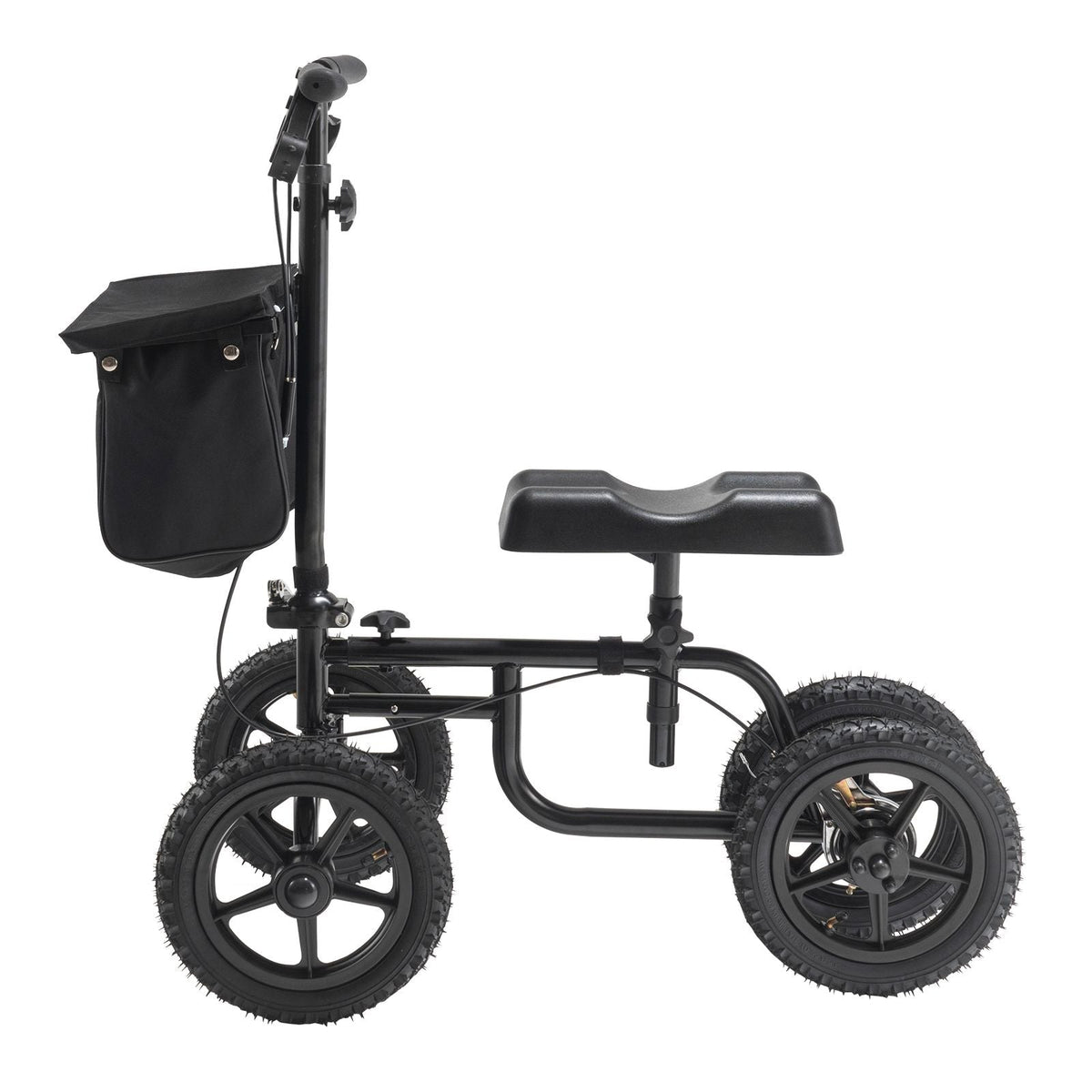 Folding Knee Scooter, Carbon Steel Steerable Knee Walker with Height-Adjustable Handlebar & Knee Pad, 12" All-Terrain Wheel, Dual Brakes, Leg Recovery Scooter for Injured Ankle Foot Knee, 350LBS