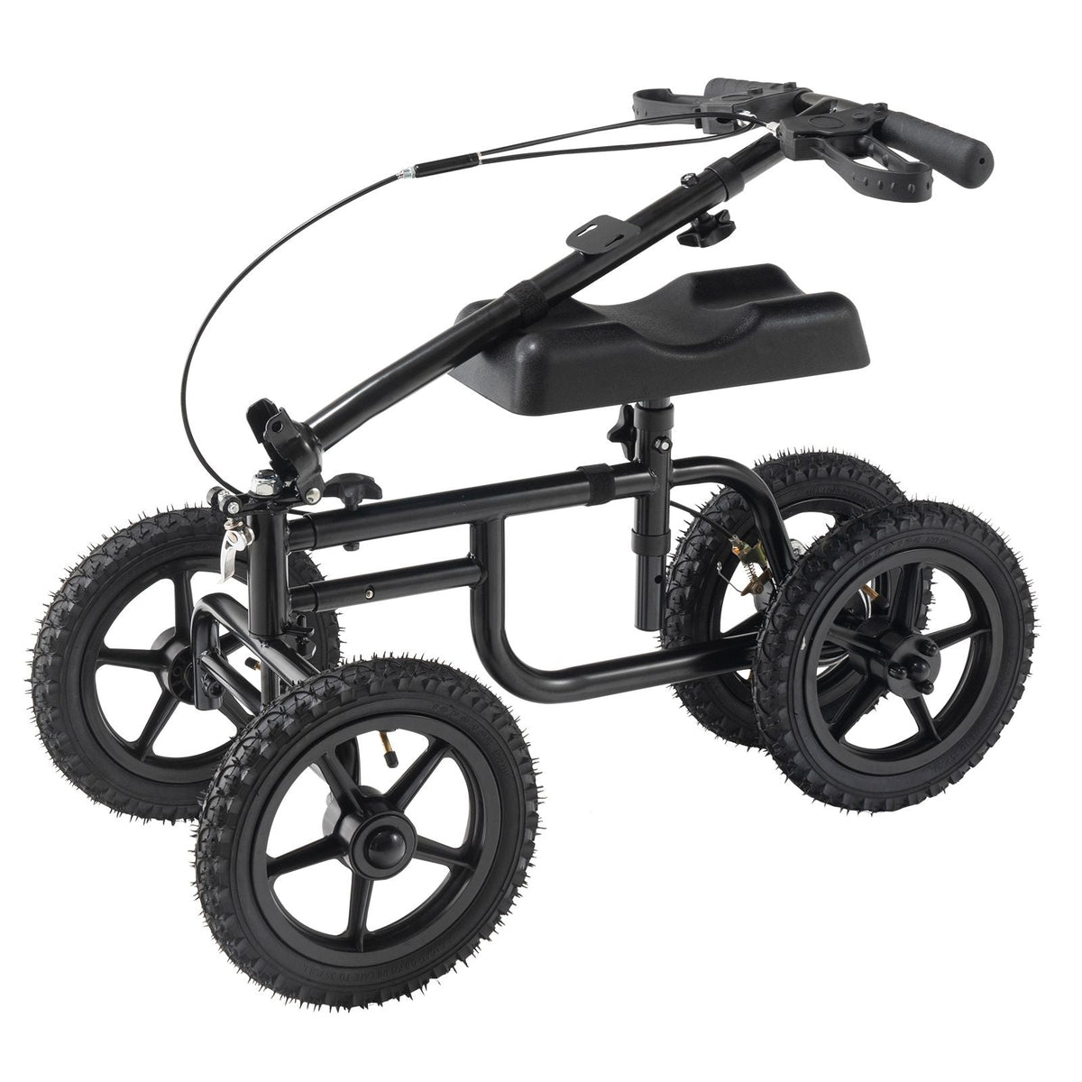 Folding Knee Scooter, Carbon Steel Steerable Knee Walker with Height-Adjustable Handlebar & Knee Pad, 12" All-Terrain Wheel, Dual Brakes, Leg Recovery Scooter for Injured Ankle Foot Knee, 350LBS
