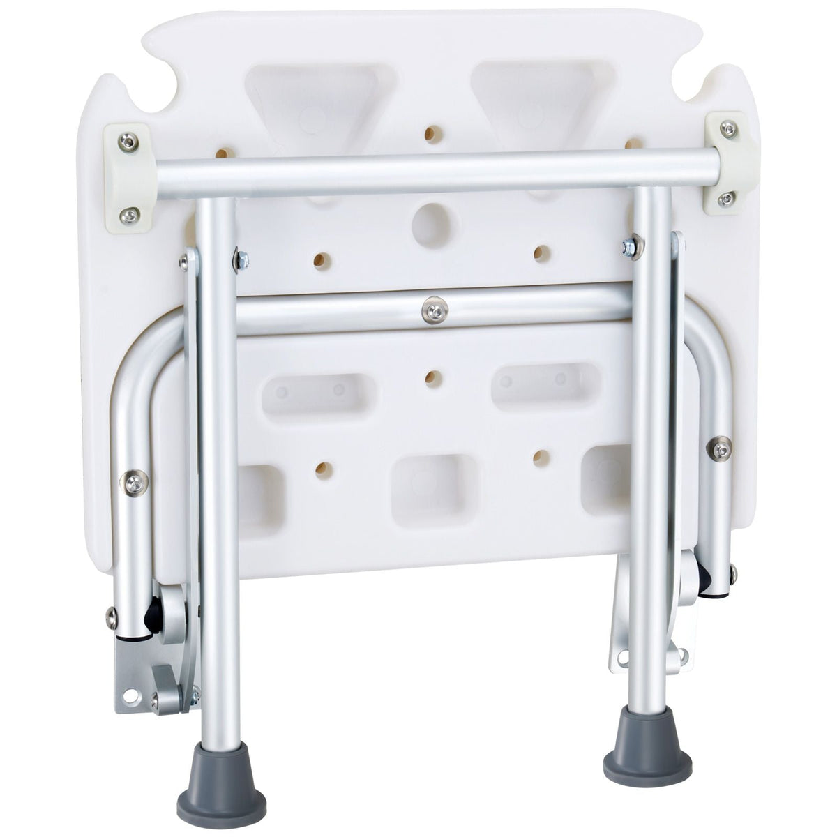 Folding PE Shower Seat, 15.7'' x 14.8'' Unfolded, Wall Mounted Fold Up Shower Bench with 500 lbs Load Capacity, Space Saving Fold Down Shower Chair for Seniors Pregnant Women