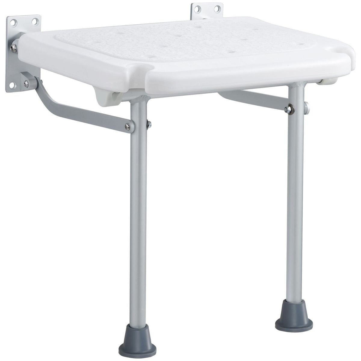 Folding PE Shower Seat, 15.7'' x 14.8'' Unfolded, Wall Mounted Fold Up Shower Bench with 500 lbs Load Capacity, Space Saving Fold Down Shower Chair for Seniors Pregnant Women