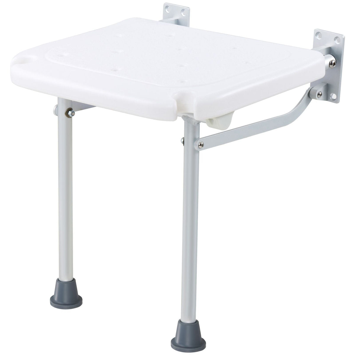 Folding PE Shower Seat, 15.7'' x 14.8'' Unfolded, Wall Mounted Fold Up Shower Bench with 500 lbs Load Capacity, Space Saving Fold Down Shower Chair for Seniors Pregnant Women