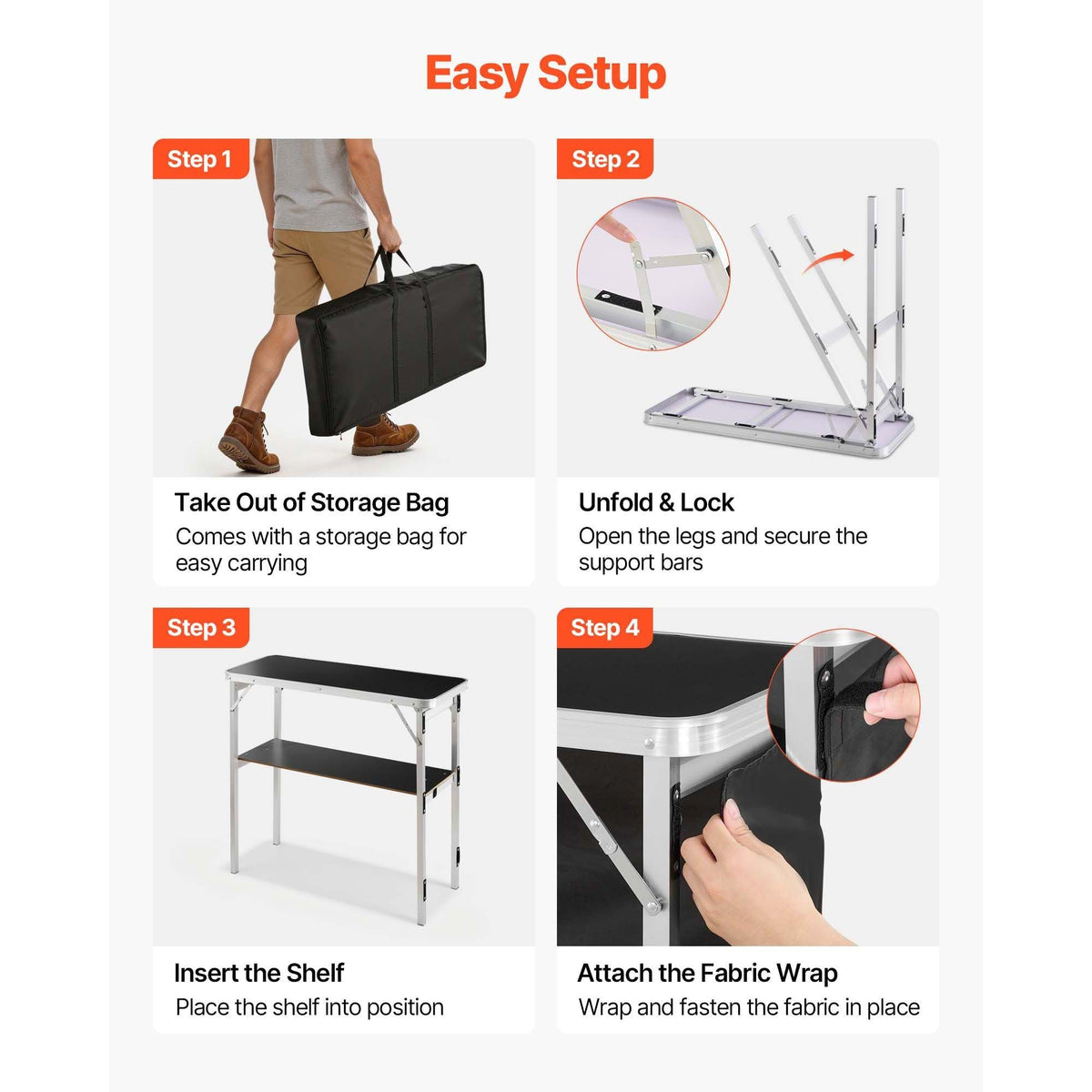 Folding Portable Bar Table, 2 pcs, 38.6 x 15.2 x 34.3 in, with Carry Bag, Storage Shelf, Detachable Skirt, Quick and Easy Setup, Foldable Mobile Bartending Station for Events, Party, Tradeshow