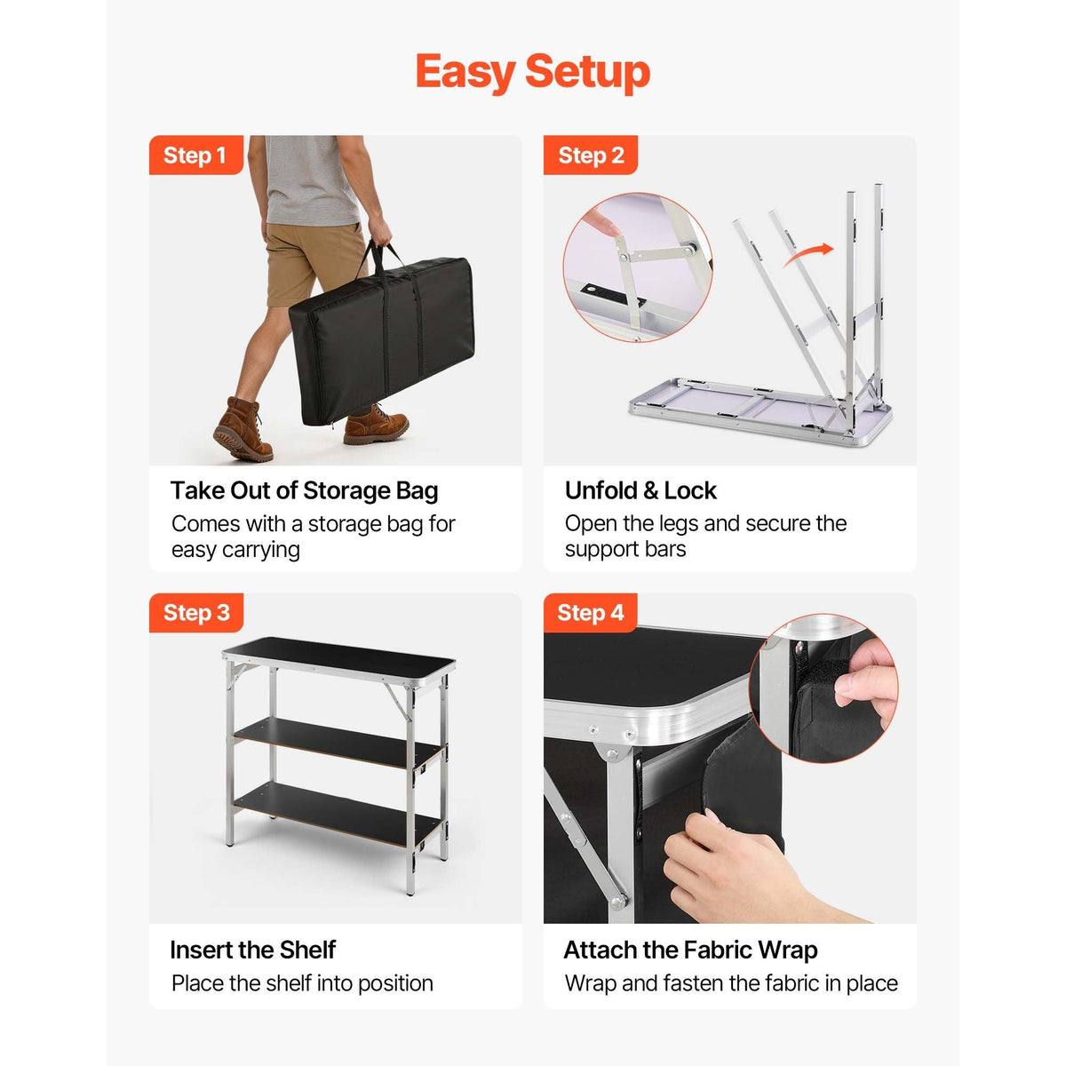 Folding Portable Bar Table, 38.6 x 15.2 x 34.3 in, with Carry Bag, Storage Shelf, and Detachable Skirt, Quick and Easy Setup, Foldable Mobile Bartending Station for Events, Party, Tradeshow