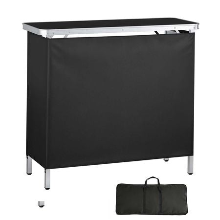 Folding Portable Bar Table, 38.6 x 15.2 x 34.3 in, with Carry Bag, Storage Shelf, and Detachable Skirt, Quick and Easy Setup, Foldable Mobile Bartending Station for Events, Party, Tradeshow