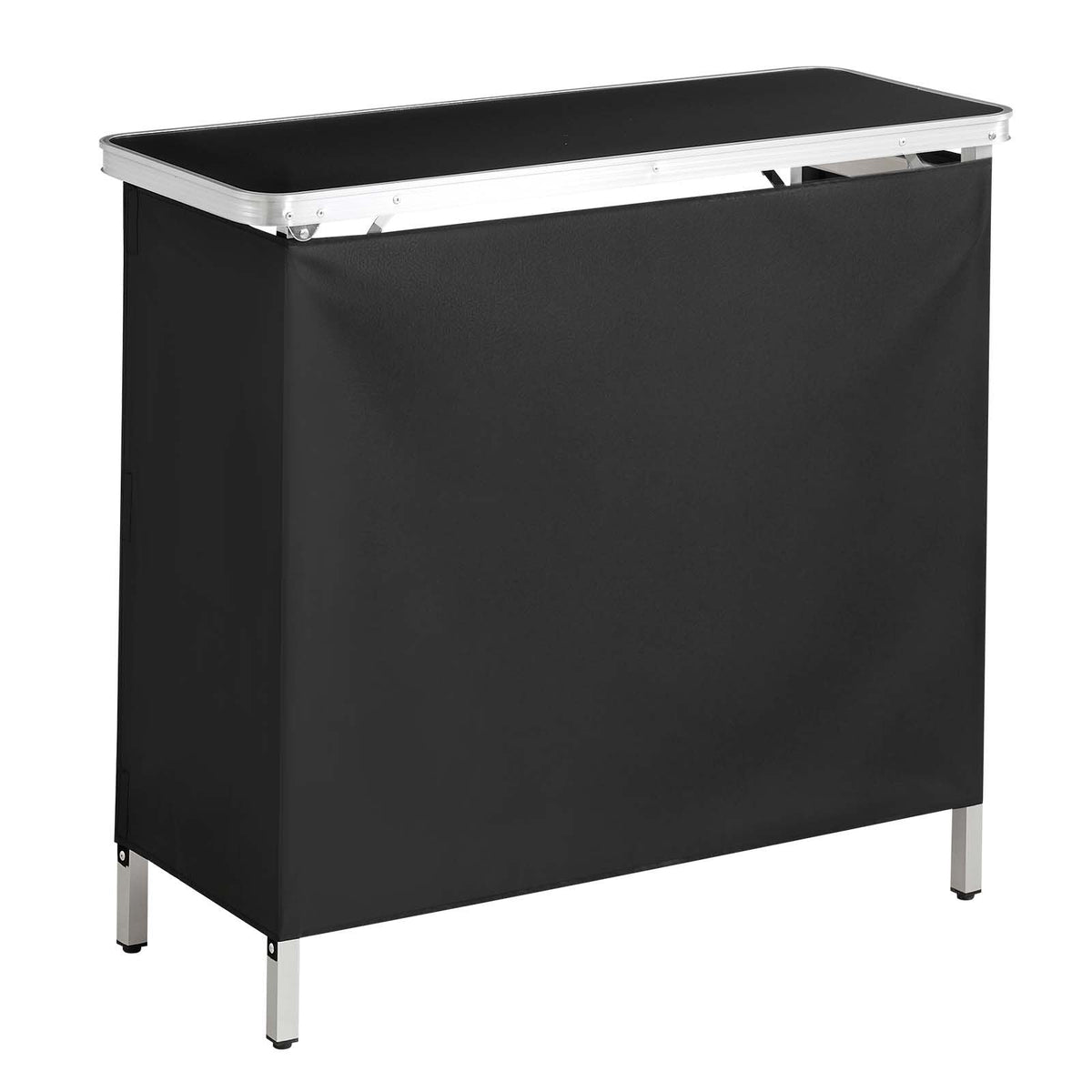 Folding Portable Bar Table, 38.6 x 15.2 x 34.3 in, with Carry Bag, Storage Shelf, and Detachable Skirt, Quick and Easy Setup, Foldable Mobile Bartending Station for Events, Party, Tradeshow