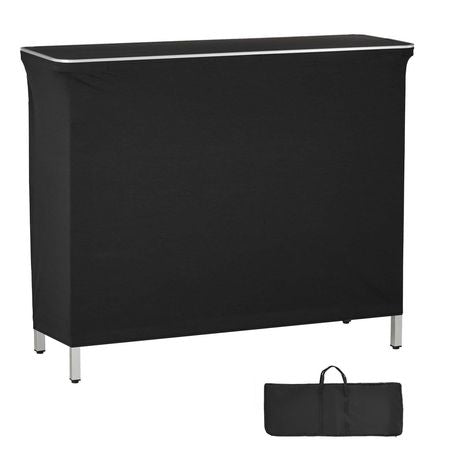 Folding Portable Bar Table, 43.3 x 15.2 x 34.8 in, with Carry Bag, Storage Shelf, and Detachable Skirt, Quick and Easy Setup, Foldable Mobile Bartending Station for Events, Party, Tradeshow