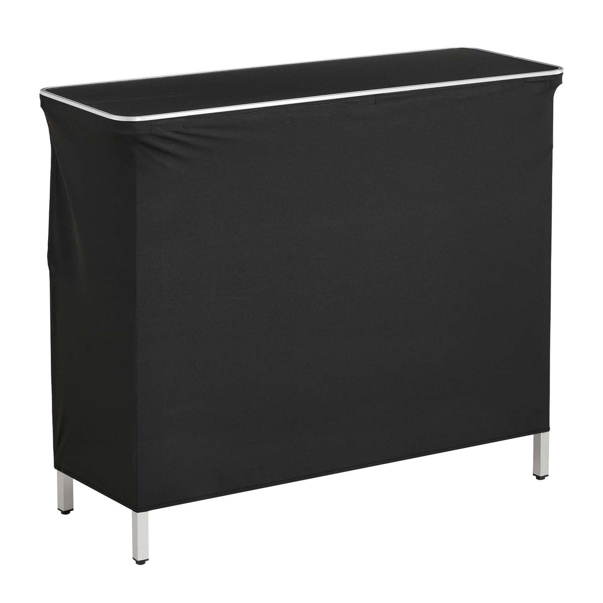 Folding Portable Bar Table, 43.3 x 15.2 x 34.8 in, with Carry Bag, Storage Shelf, and Detachable Skirt, Quick and Easy Setup, Foldable Mobile Bartending Station for Events, Party, Tradeshow