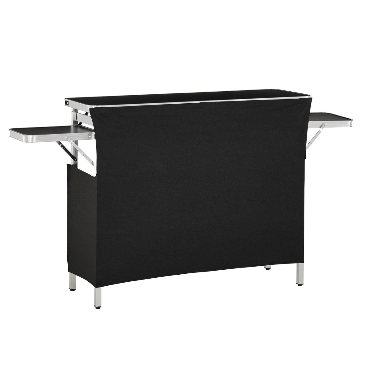 Folding Portable Bar Table, 43.3 x 15.4 x 34.6 in, with Carry Bag, Storage Shelf, and Detachable Skirt, Quick and Easy Setup, Foldable Mobile Bartending Station for Events, Party, Tradeshow