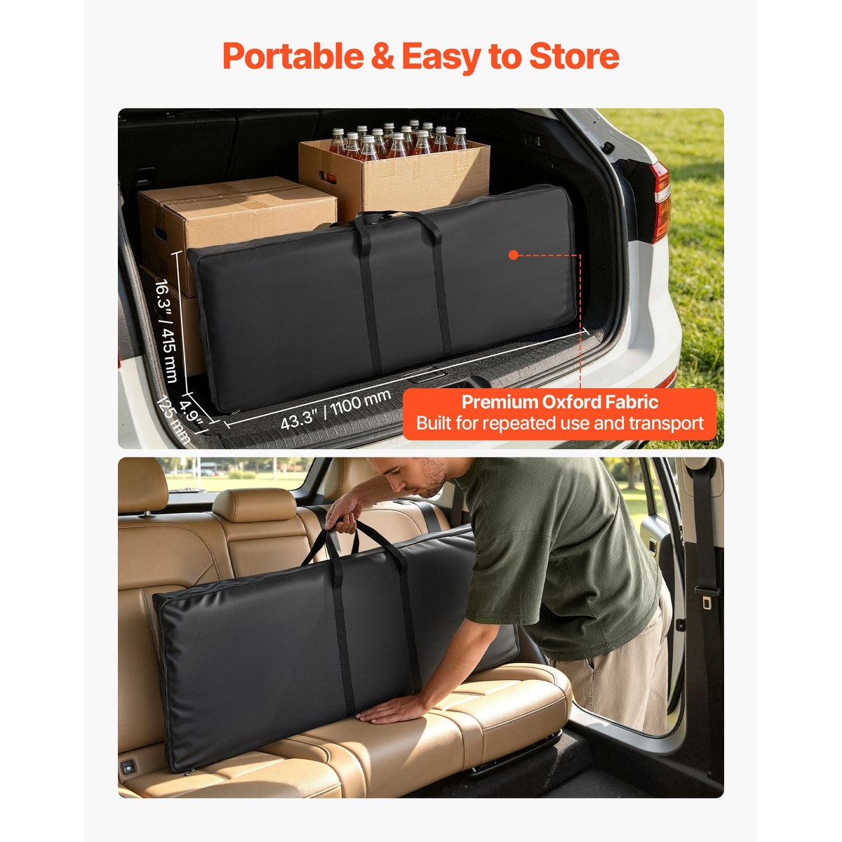 Folding Portable Bar Table, 43.3 x 15.4 x 34.6 in, with Carry Bag, Storage Shelf, and Detachable Skirt, Quick and Easy Setup, Foldable Mobile Bartending Station for Events, Party, Tradeshow