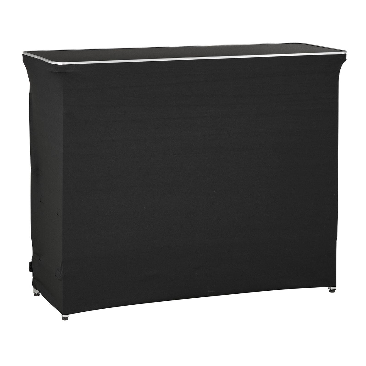 Folding Portable Bar Table, 43.5 x 15.4 x 39.8 in, with Carry Bag, 2 Storage Shelves, and Detachable Skirt, Quick and Easy Setup, Foldable Mobile Bartending Station for Events, Party, Tradeshow