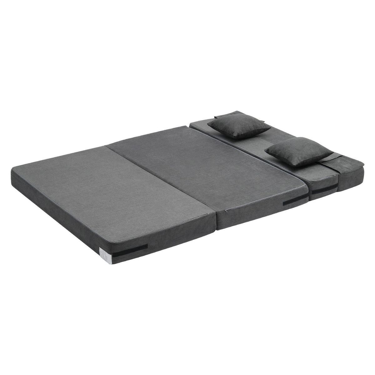Folding Sofa Bed, 3-in-1 Foldable Couch Bed with 2 Pillows and Washable Cover, 25D High Density Memory Foam Convertible Sleeper Chair Bed, Futon Couch for Living Room, Bedroom, Dark Grey(Queen)