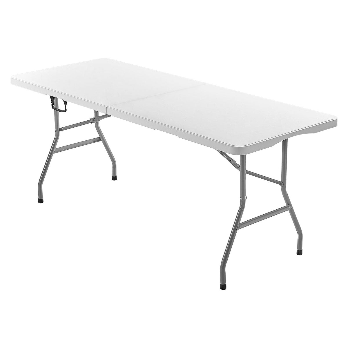 Folding Table, 6 Ft Heavy Duty Portable Fold-in-Half Utility Table, Indoor Outdoor Plastic Rectangle Table with Built in Handle, for Party, Dining, Wedding, Events, Picnic, Camping, White