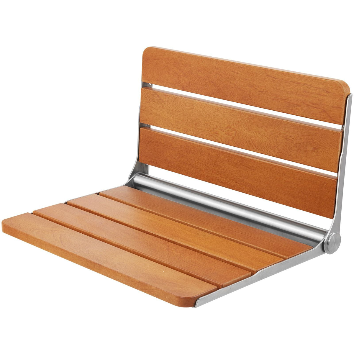Folding Teak Shower Seat, 20.9 x 16'' Unfolded, Wall Mounted Fold Up Shower Bench with 500 lbs Load Capacity, Space Saving Home Care Fold Down Shower Chair, for Seniors Pregnant Women Children