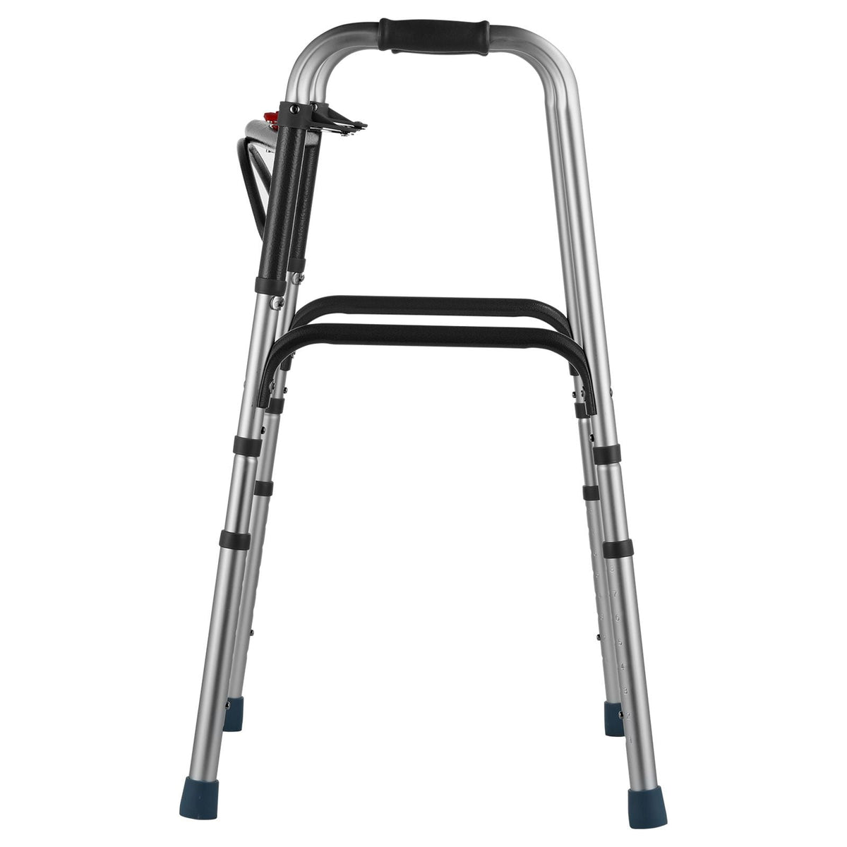 Folding Walker, 2-Button Folding Walkers with 8-Level Adjustable Height and Durable Handles, Lightweight Aluminum Mobility Walker Aid for Elderly Handicapped Disabled, Up to 350 Pounds