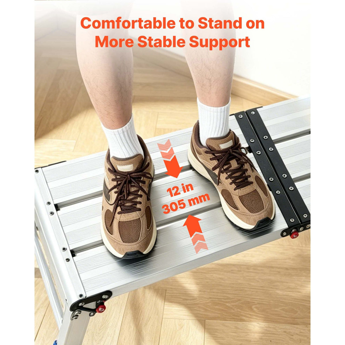 Folding Work Platform, Adjustable Height 14.2-20 in, 500 lbs Capacity Aluminum Step Stool, Heavy Duty Non-Slip Platform Ladder, Portable Work Bench for Painting, Cleaning, Home & Professional