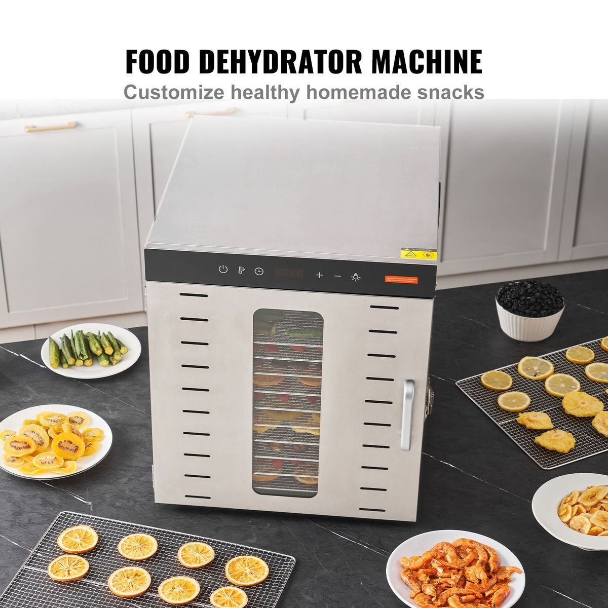 Food Dehydrator Machine, 10 Stainless Steel Trays, 1000W Electric Food Dryer with Digital Adjustable Timer & Temperature for Jerky, Herb, Meat, Beef, Fruit, Dog Treats and Vegetables