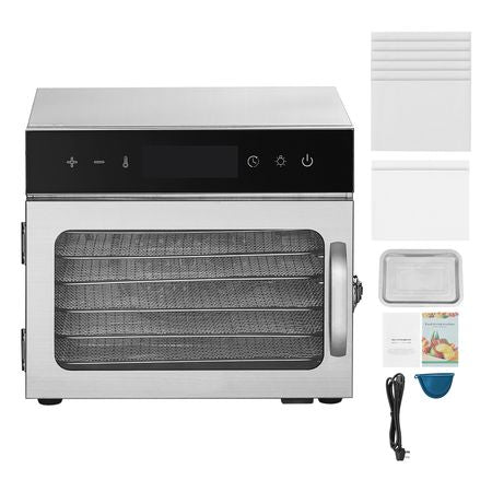 Food Dehydrator Machine, 6 Stainless Steel Trays, 400W Electric Food Dryer with Adjustable Temperature & 24-Hour Timer, Freeze Dryer for Jerky, Meat, Fruit, Vegetables, Herbs, Dog Treats