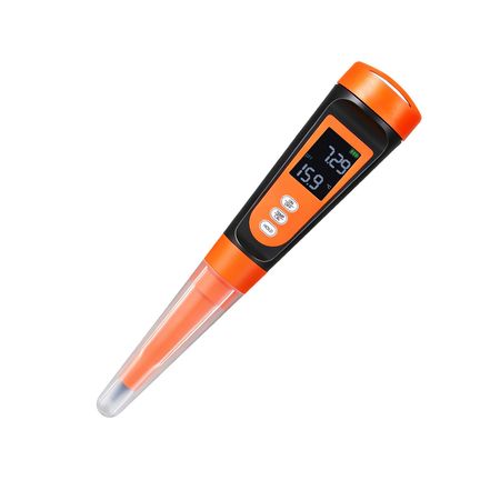 Food pH Meter, 0-14 pH Range, IP68 Waterproof Probe, Pocket Tester Kit with Automatic Temperature Compensation, Calibration Powder Packets, Easy to Read, for Food Fermentation, Dough, Meat