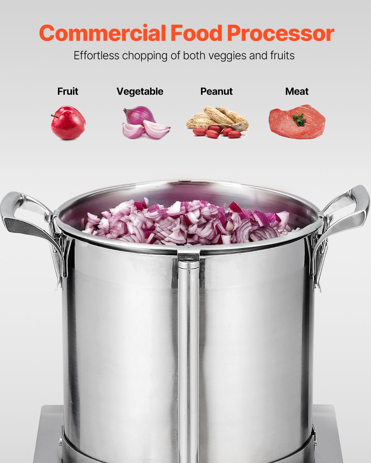 Food Processor & Vegetable Chopper, 10.6 Quart Food-Grade Stainless Steel Food Processor Chopper with 2 Extra S-Curve Blades, Idea for Chopping Vegetables, Fruit, Grains, Nuts
