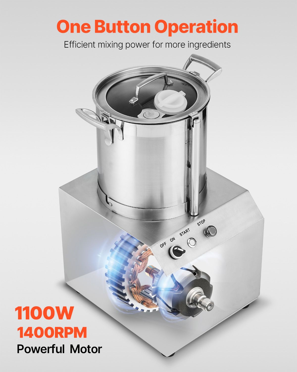 Food Processor & Vegetable Chopper, 10.6 Quart Food-Grade Stainless Steel Food Processor Chopper with 2 Extra S-Curve Blades, Idea for Chopping Vegetables, Fruit, Grains, Nuts
