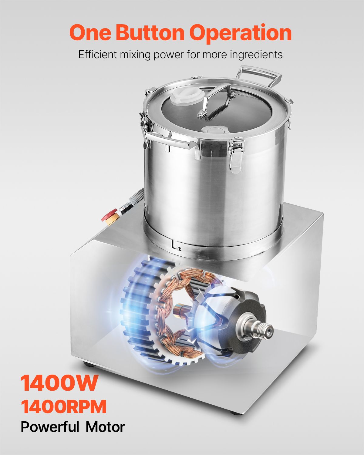 Food Processor & Vegetable Chopper, 15.9 Quart Food-Grade Stainless Steel Food Processor Chopper with 2 Extra S-Curve Blades, Ideal for Chopping Vegetables, Fruit, Grains, Nuts