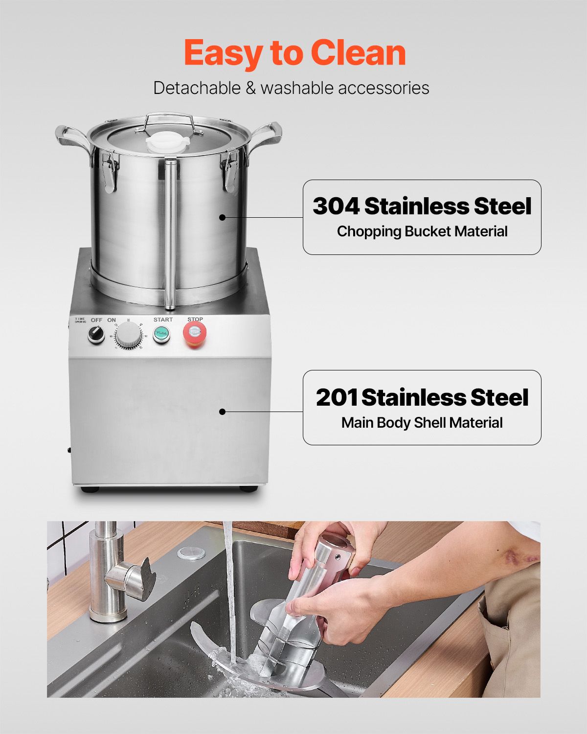 Food Processor & Vegetable Chopper, 15.9 Quart Food-Grade Stainless Steel Food Processor Chopper with 2 Extra S-Curve Blades, Ideal for Chopping Vegetables, Fruit, Grains, Nuts