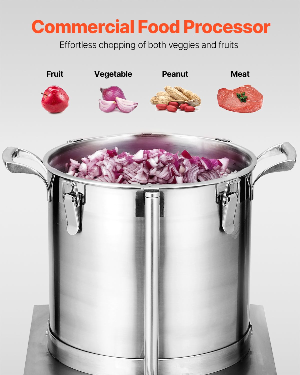 Food Processor & Vegetable Chopper, 15.9 Quart Food-Grade Stainless Steel Food Processor Chopper with 2 Extra S-Curve Blades, Ideal for Chopping Vegetables, Fruit, Grains, Nuts