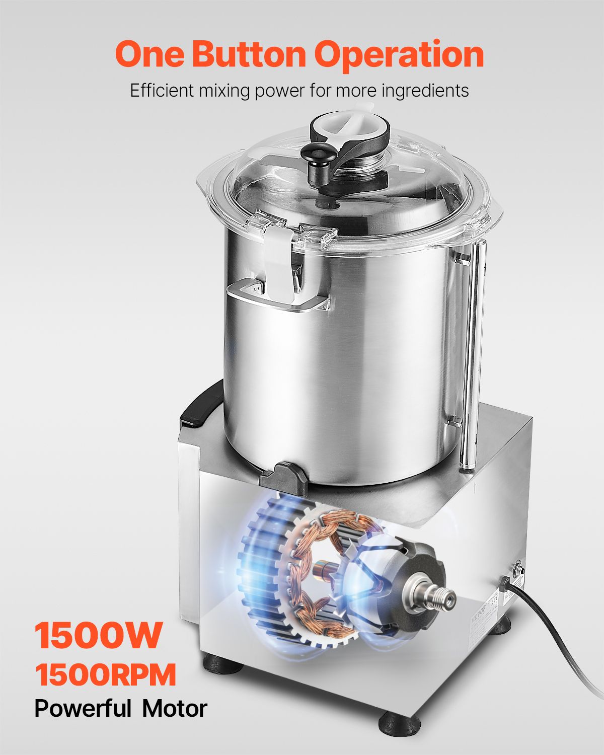 Food Processor & Vegetable Chopper, 19 Quart Food-Grade Stainless Steel Food Processor Chopper with S-Curve Blade and Scraper, Ideal for Chopping Vegetables, Fruit, Grains, Nuts