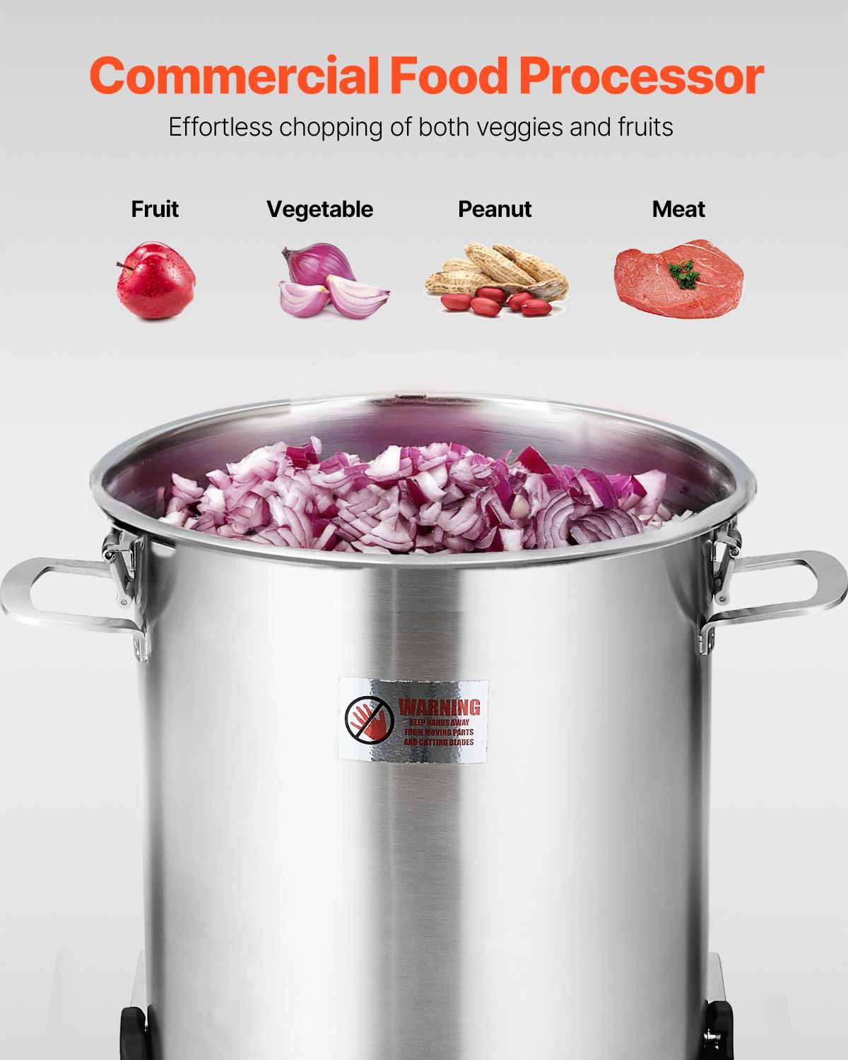 Food Processor & Vegetable Chopper, 19 Quart Food-Grade Stainless Steel Food Processor Chopper with S-Curve Blade and Scraper, Ideal for Chopping Vegetables, Fruit, Grains, Nuts