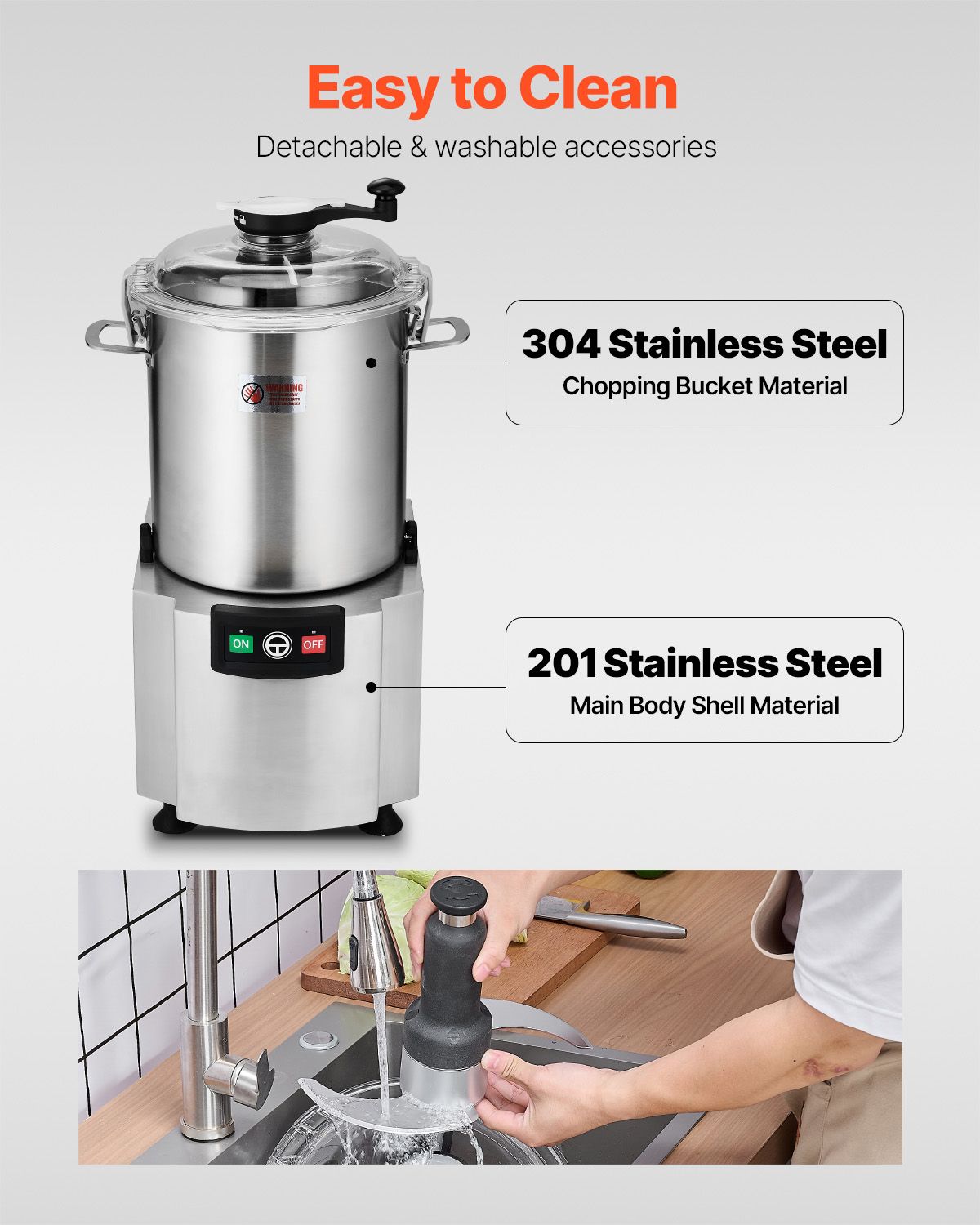 Food Processor & Vegetable Chopper, 19 Quart Food-Grade Stainless Steel Food Processor Chopper with S-Curve Blade and Scraper, Ideal for Chopping Vegetables, Fruit, Grains, Nuts