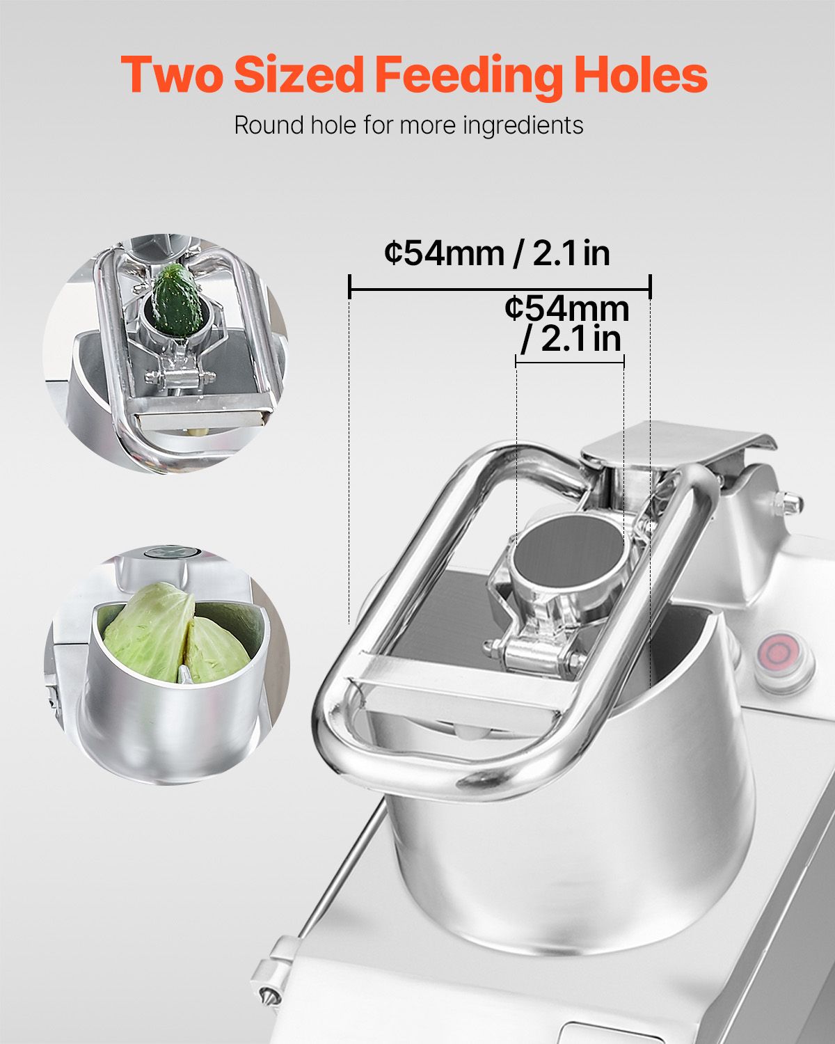 Food Processor & Vegetable Chopper, 2 Feeding Holes Food-Grade Stainless Steel Food Processor Chopper with Detachable 6 Blades, 3mm/5mm/7mm/10mm Shredder, 2mm/4mm Slicer, for Vegetables, Fruit