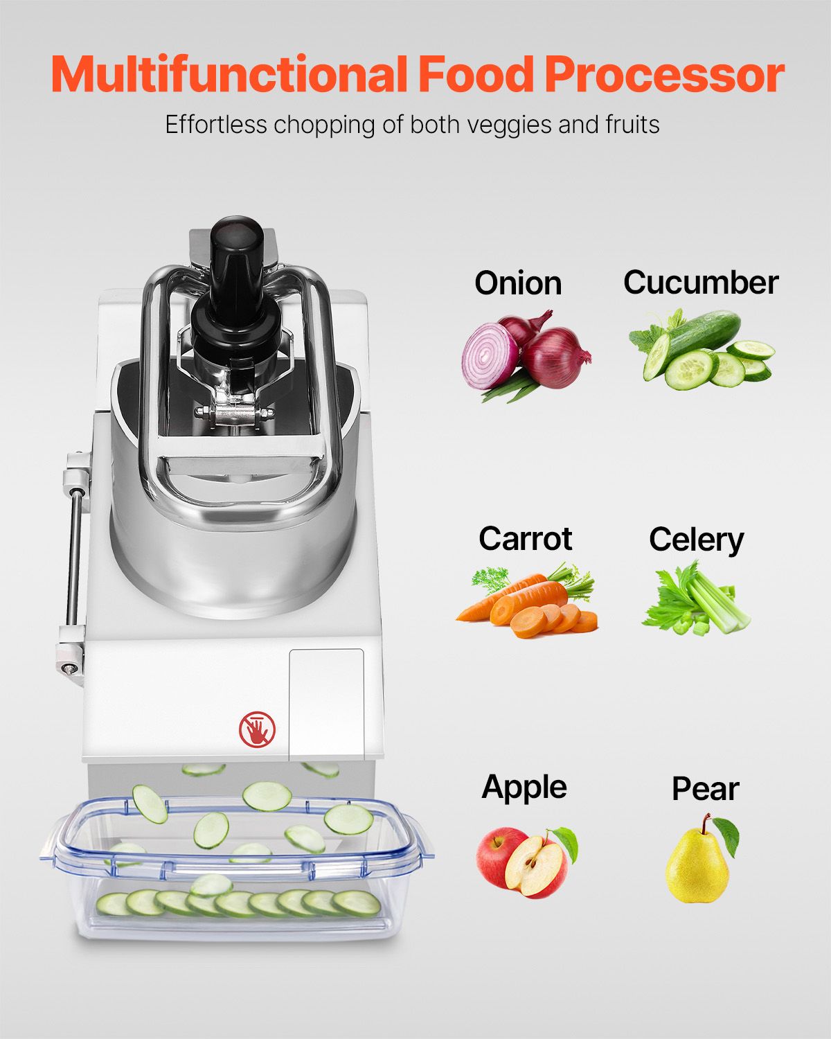 Food Processor & Vegetable Chopper, 2 Feeding Holes Food-Grade Stainless Steel Food Processor Chopper with Detachable 6 Blades, 3mm/5mm/7mm/10mm Shredder, 2mm/4mm Slicer, for Vegetables, Fruit